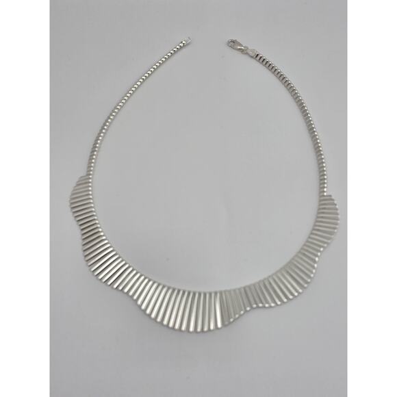 GRADUATED COLLAR NECKLACE ITALY 925 STERLING SILVER - Picture 14 of 16
